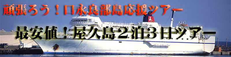 頑張ろう！口永良部島応援ツアー最安値！屋久島２泊３日ツアー